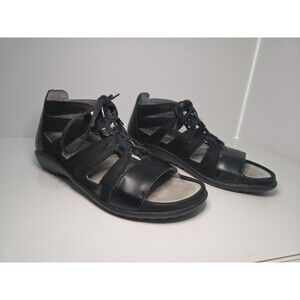 Naot - Leather Lace-Up Wedge Gladiator Sandals- Black - EU 37 Size  US 7  Comfy